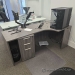 Grey Walnut Straight Office Desk w/ Runoff
